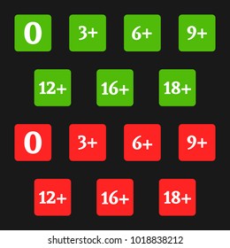 Icons of age restriction. Vector illustration