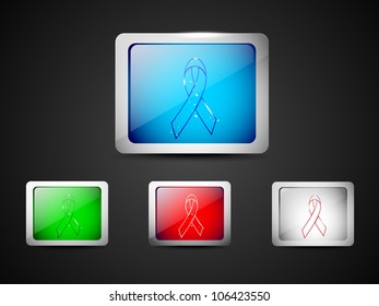 Icons of Aids awareness ribbon in blue, green, red or grey color. EPS 10.