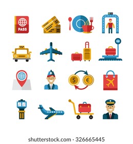 Icons of the airpline services. Vector Illustration set