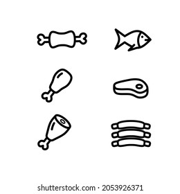 Icons of all kinds of raw meat.