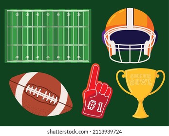 icons american football field and equipment