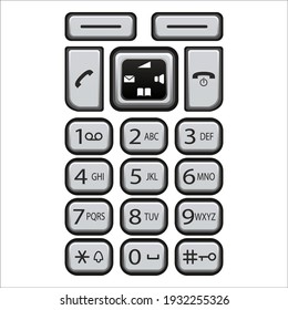 Icons of the analog radiotelephone keyboard. Isolated on a white background. Vector illustration.
