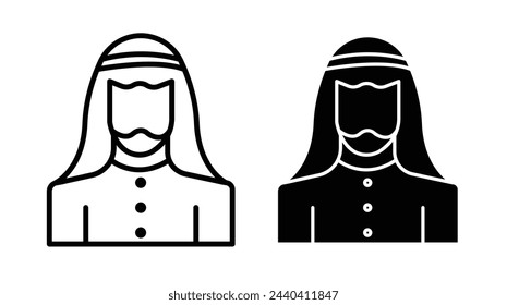 Icons of Arabic Men in Traditional Dress. Middle Eastern Cultural Attire and Sheikh Outfits