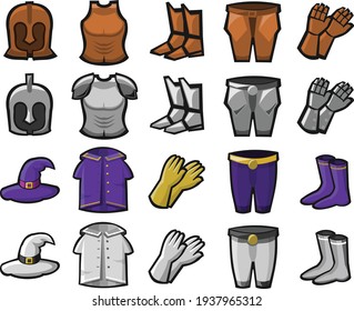 Icons Armor Clothing Set for RPG or MMORPG or other Video Game.