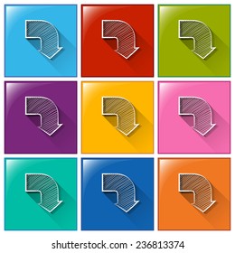 Iconos de flechas en un fondo de color diferente