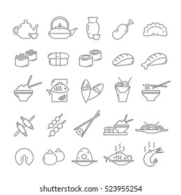 Icons with Asian food
