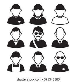 Icons Avatars. Black and white people icons. Eps 10.