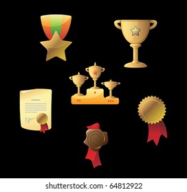 Icons for awards. Vector illustration.