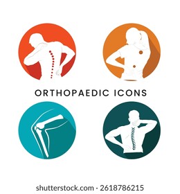 Icons of back ache, Vector set of orthopaedic icons, Back pain vector illustrations