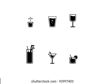 Icons Of Bar Drinks. Six black bar drink icons. Fun and easy illustration for bar menus.