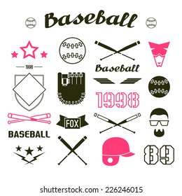 Icons baseball team in retro style. Graphic design elements print for t-shirt