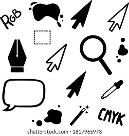 icons basic for use black and white computer web