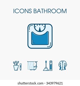 Icons bathroom. Performing in a linear style with color fill. It can be used for the web , and the printed products.
