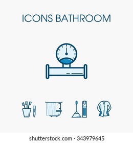 Icons bathroom. Performing in a linear style with color fill. It can be used for the web , and the printed products.