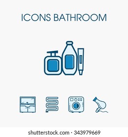 Icons bathroom. Performing in a linear style with color fill. It can be used for the web , and the printed products.