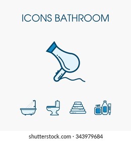 Icons bathroom. Performing in a linear style with color fill. It can be used for the web , and the printed products.