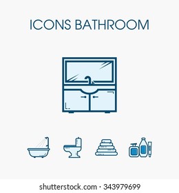 Icons bathroom. Performing in a linear style with color fill. It can be used for the web , and the printed products.