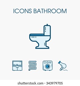 Icons bathroom. Performing in a linear style with color fill. It can be used for the web , and the printed products.