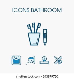 Icons bathroom. Performing in a linear style with color fill. It can be used for the web , and the printed products.