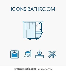 Icons bathroom. Performing in a linear style with color fill. It can be used for the web , and the printed products.