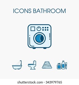 Icons bathroom. Performing in a linear style with color fill. It can be used for the web , and the printed products.