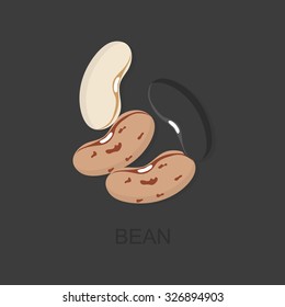 Icons beans with shadow  on a gray background
