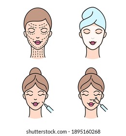 Icons for beauty industry on white background