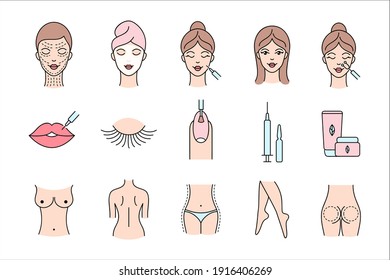 Icons for beauty industry on white background.