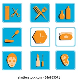 Icons for beauty salon, colored set