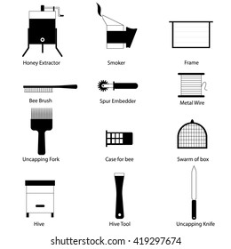 Icons beekeeping equipment and tools