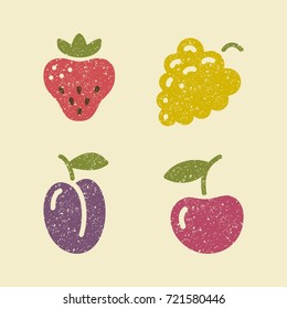 Icons berries. Grape, strawberry plum and cherries