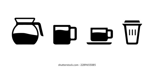 Icons for beverage containers, coffee or tea. Vector on white background