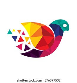 Icons of birds with a combination of digital elements / pixel, logo for business ventures related to birds, data, media and technology.