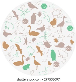 Icons of birds and insects