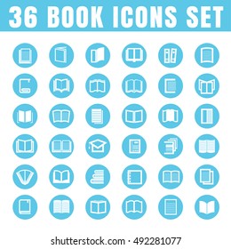 icons book color thin white in the circle blue on white background