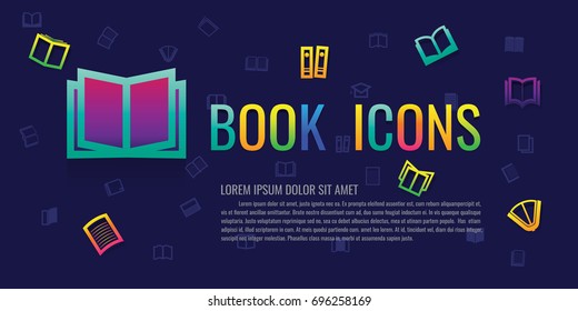 icons book. on blue background. logo. symbol