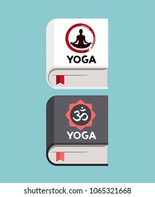 Icons of books about yoga. Stock illustration yoga zen dao books set