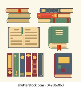 Icons books: open, closed. Flat design, vector illustration. Web and mobile applications