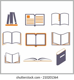 Icons of books over the white - vector illustration