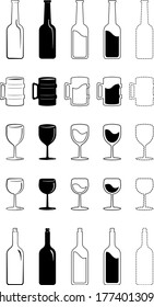 icons of bottles, mugs and glasses