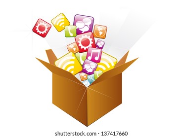 icons in the box on white background