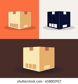 Icons of boxes. A set of icons of boxes, from different styles.