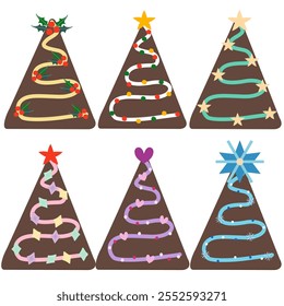 Icons of brownie element. Christmas ornaments tree. Vector.