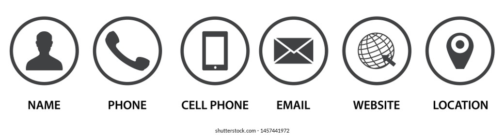 Icons Business Card. Vector Thin Line symbols set