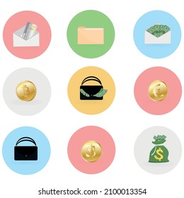 Icons for business and financial market segment. Vector flat illustration for websites or landing page