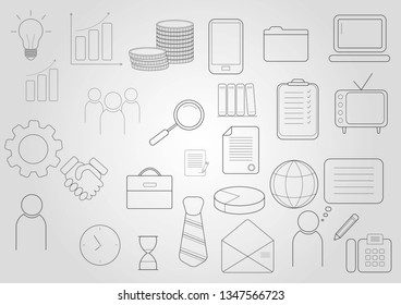 Icons for business, management, finance strategy marketing