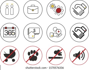 
Icons for business, management. prohibitory icons.
