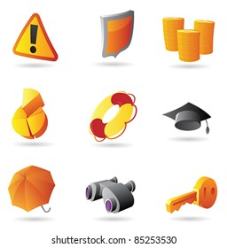Icons for business security. Vector illustration.