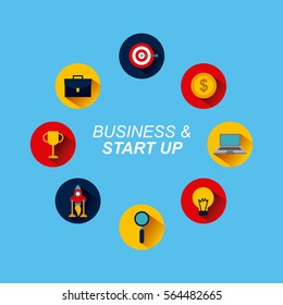 icons of business and start up concept. colorful design. vector illustration