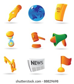 Icons for business symbols and metaphors. Vector illustration.